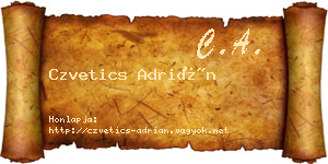 Czvetics Adrián névjegykártya